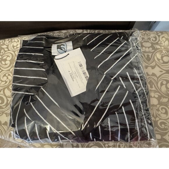 Sleeper Black Silver Stripe Womens Medium M Luxury Cotton Pajama Set $420 - Picture 7 of 16